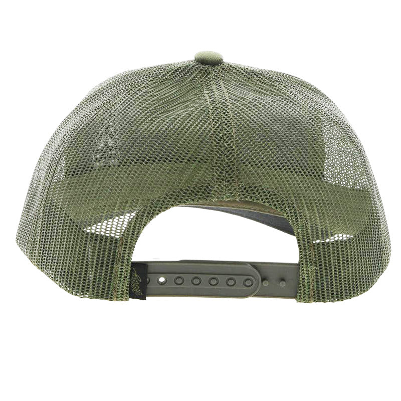 Hooey Mid Profile HOG Black OIL RIG On A Olive Green Cap