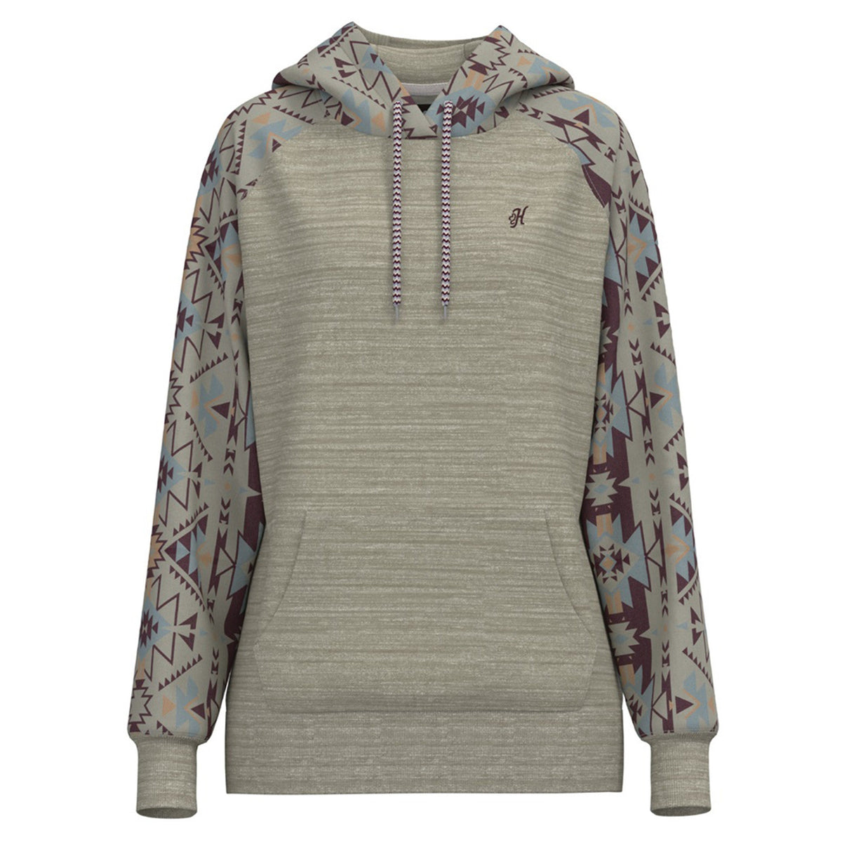 Hooey Ladies Brown With Aztec Sleeves Hoody