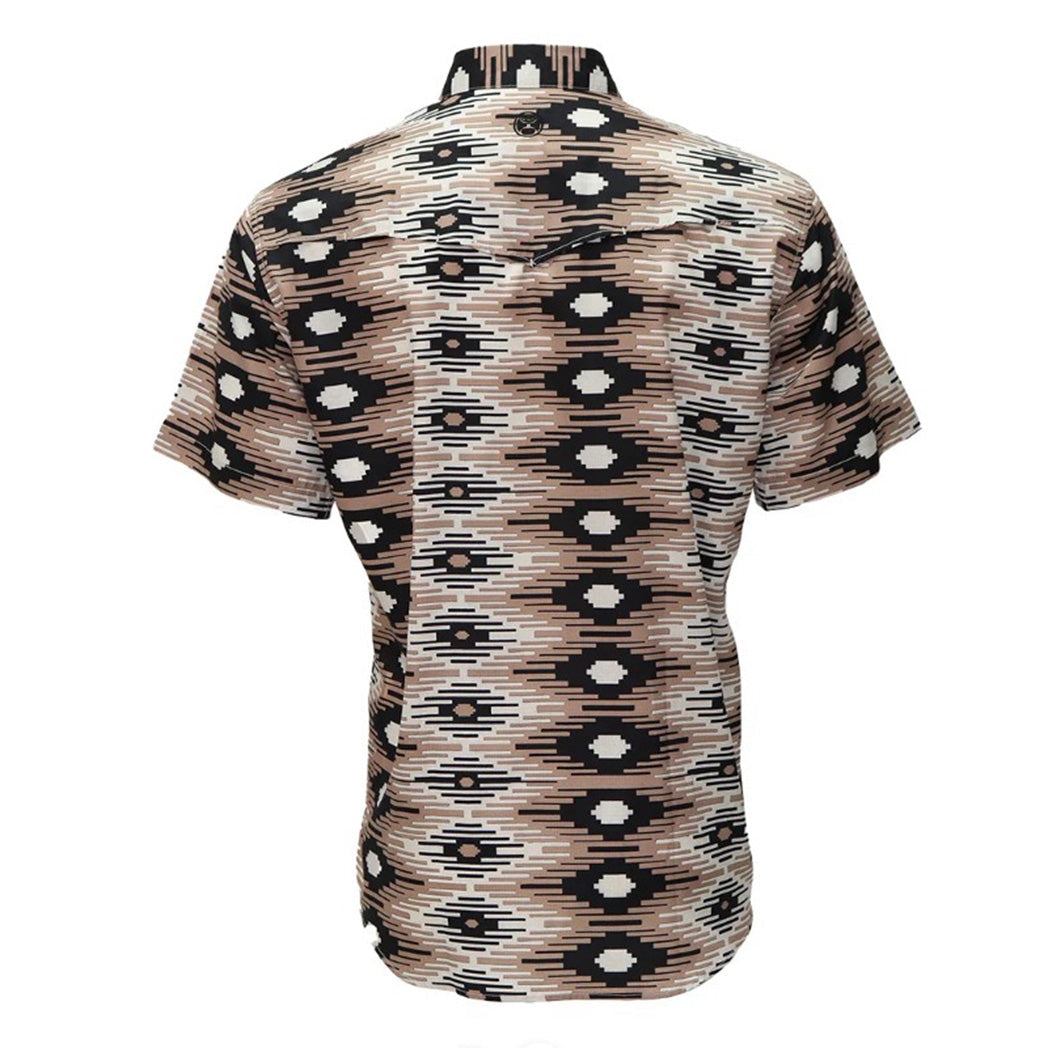 Hooey "Sol" Brown With White & Black Aztec Short Sleeve Shirt