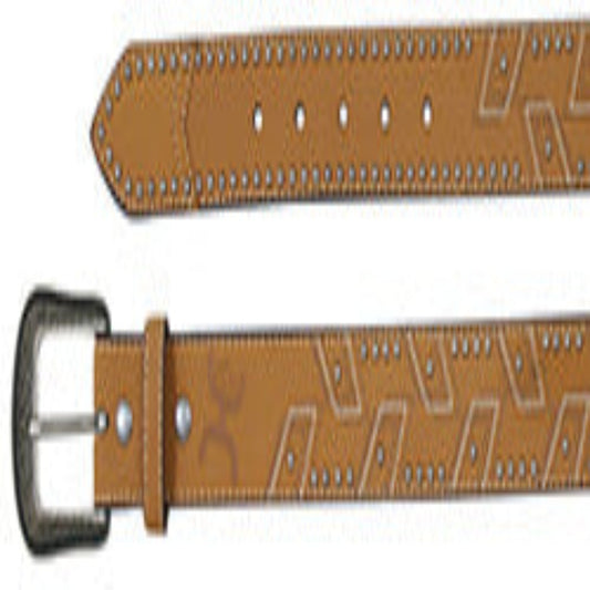  Hooey Men's Natural Belt With Stacked Embroidery