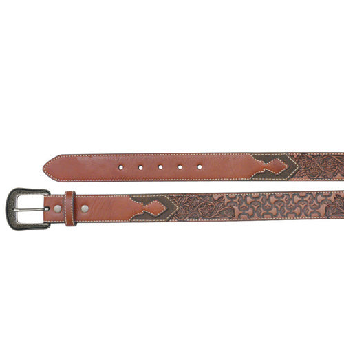  Hooey Men's Two Tone Floral Leather Belt