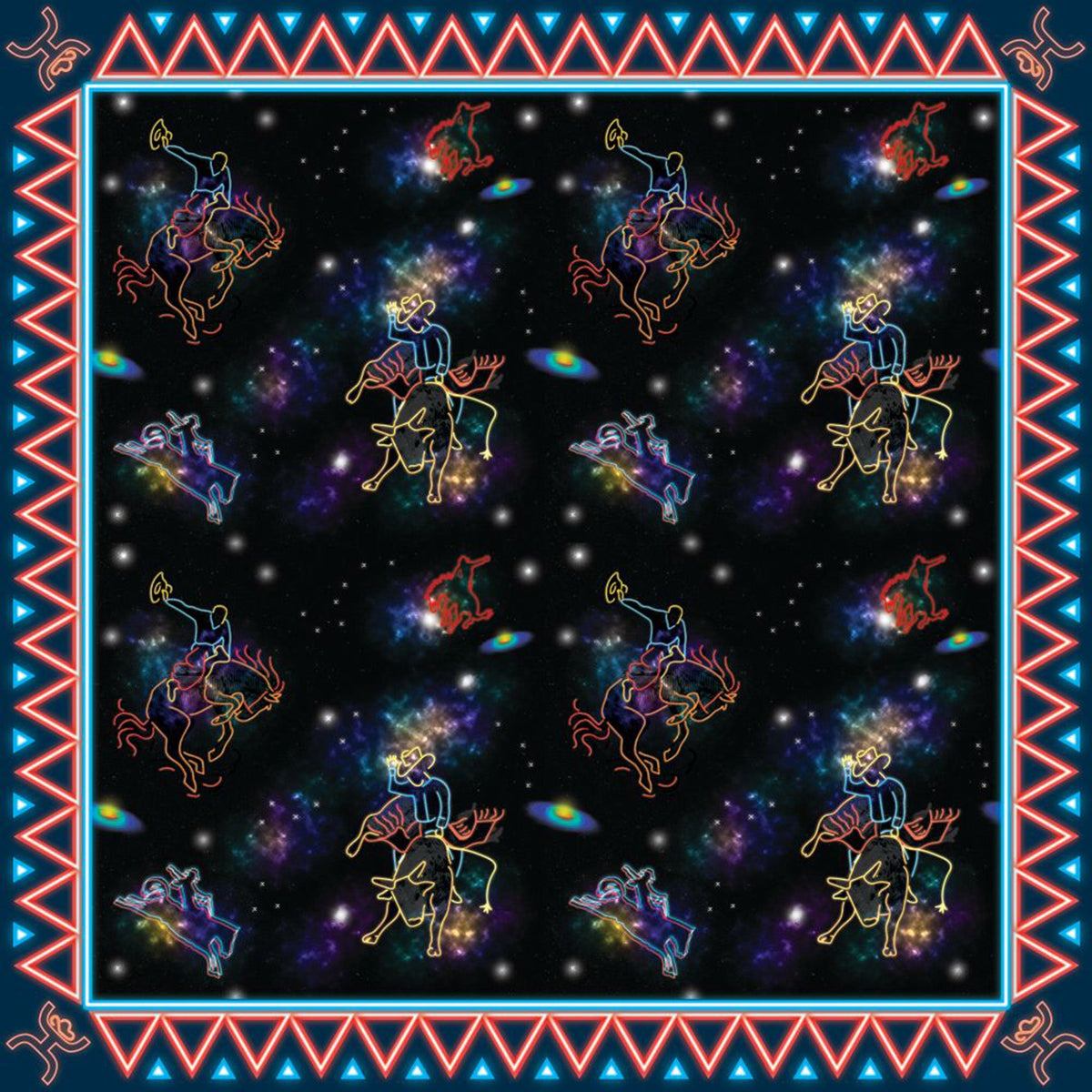  Hooey Space Cowboy Wild Rag-Black/Reds/Blues
