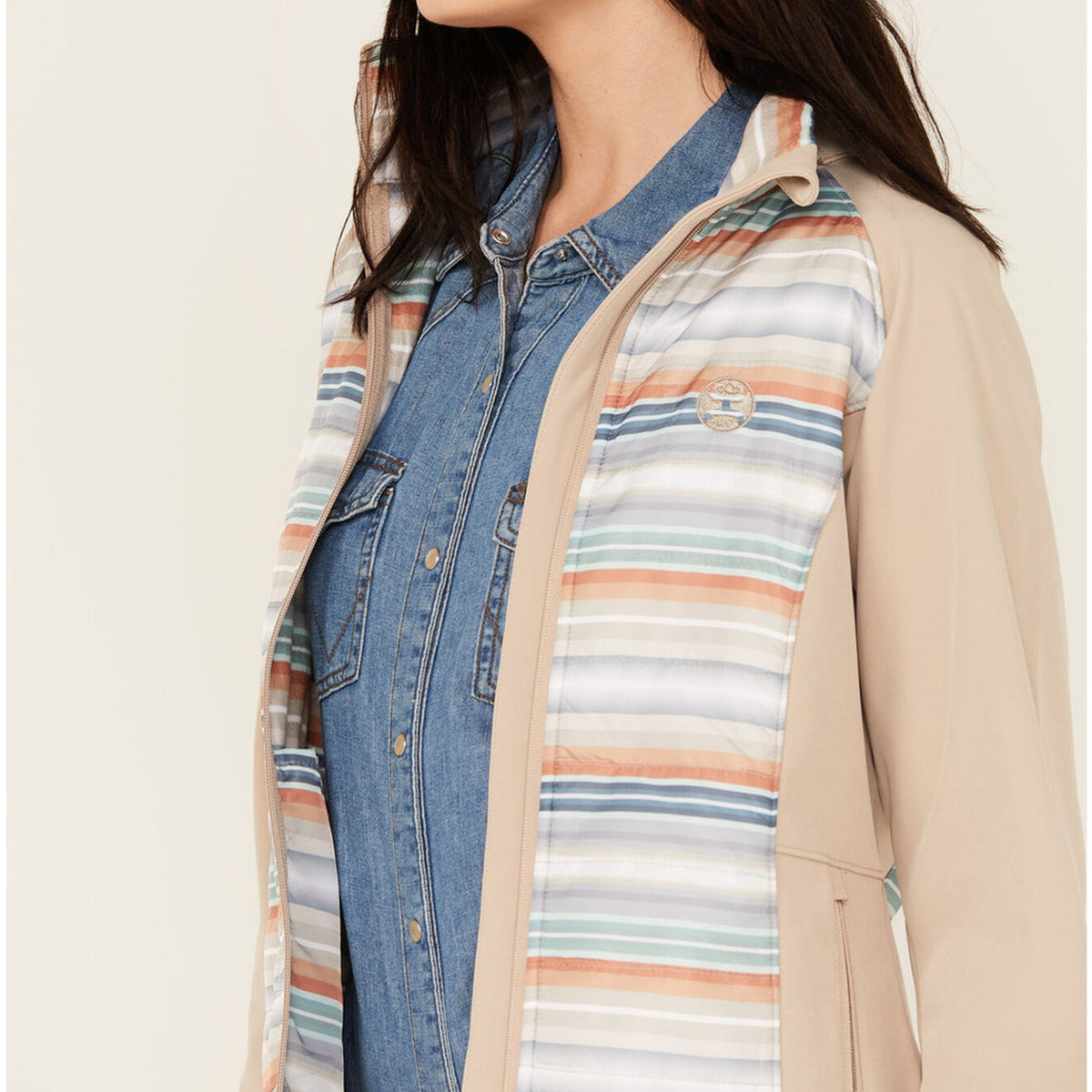 Hooey Women's Tan & Blue Serape Jacket