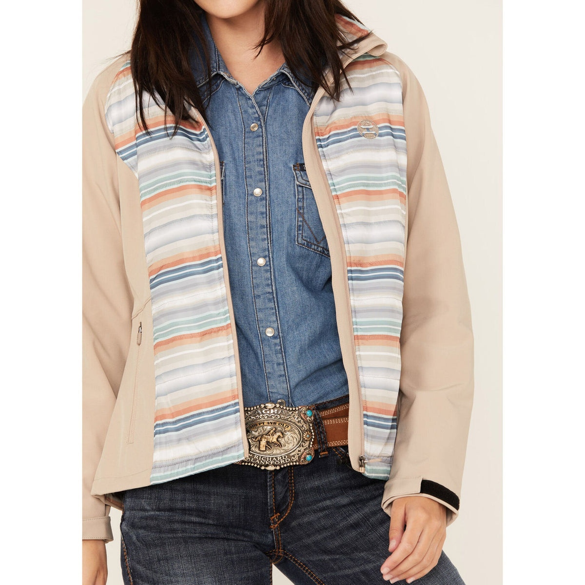  Hooey Women's Tan & Blue Serape Jacket