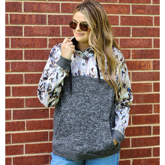  Hooey Ladies Jimmy Earthtone Aztec Hoodie-Aztec/Charcoal