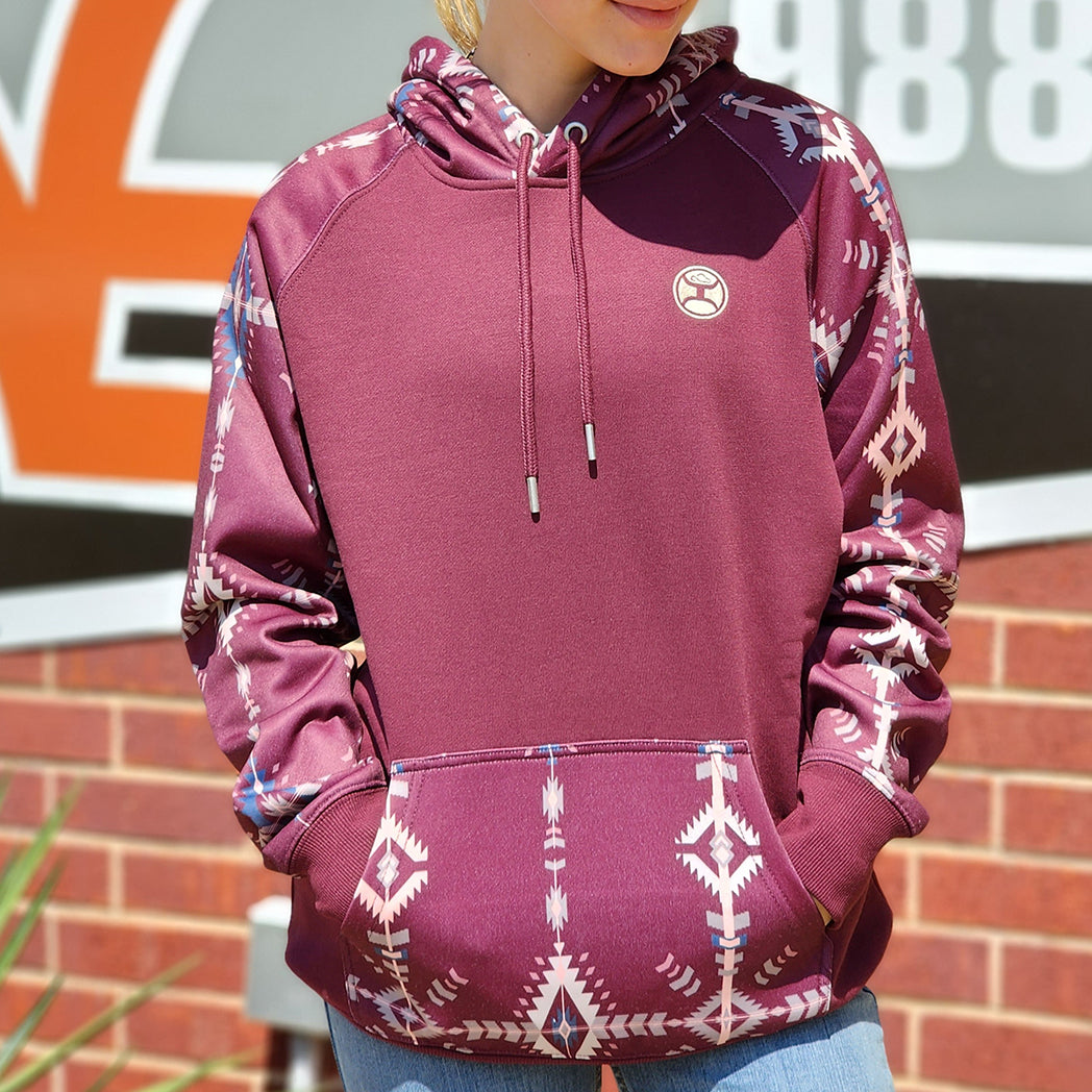  Hooey Women's Maroon Aztec Hoodie