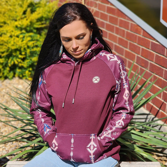  Hooey Women's Maroon Aztec Hoodie
