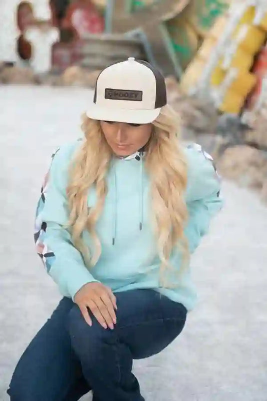 Hooey Ladies Turq Hoodie-Multi Colored Dimensional Accents