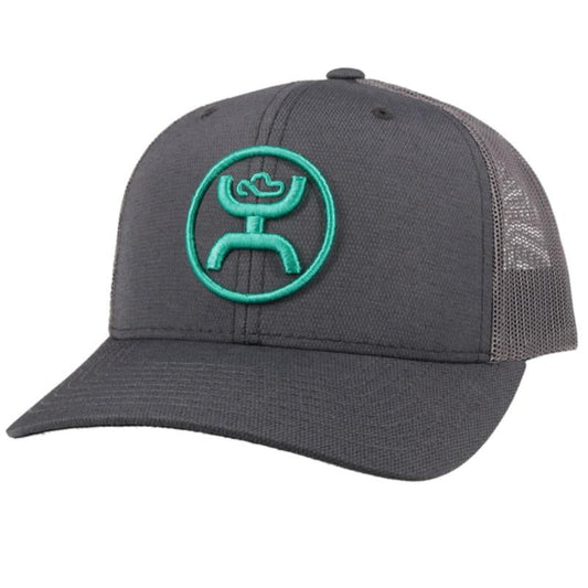  Hooey YOUTH Grey Cap-Turq O Classic Puffed Embroidered Patch