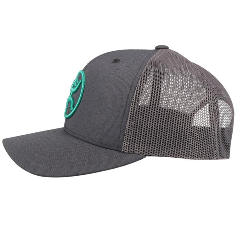  Hooey YOUTH Grey Cap-Turq O Classic Puffed Embroidered Patch