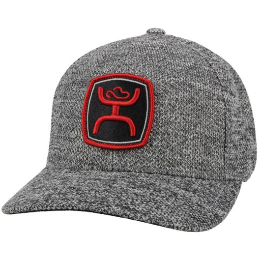  Hooey Mid Profile Variegated Grey Knit Cap-Red/Black Patch