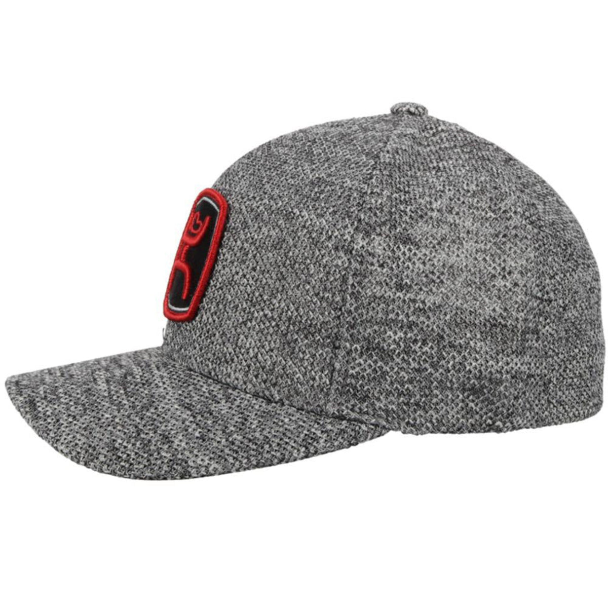  Hooey Mid Profile Variegated Grey Knit Cap-Red/Black Patch