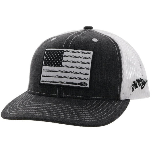  Hooey YOUTH Charcoal/White Cap-Cowboy Flag Patch
