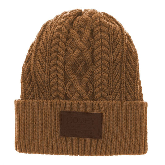  Hooey Ladies Beanie Tan With Brown Leather Patch