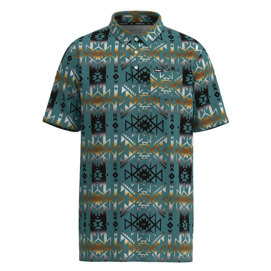  Hooey Men's "Hot Shot" Turquoise With Aztec Print Polo