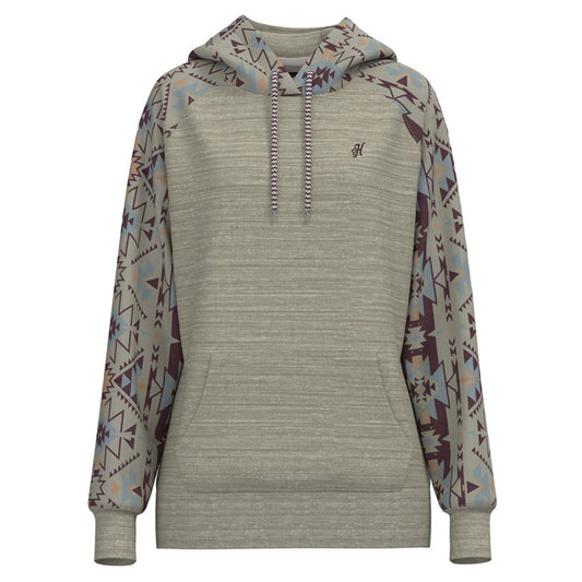  Hooey Ladies Brown With Aztec Sleeves Hoody
