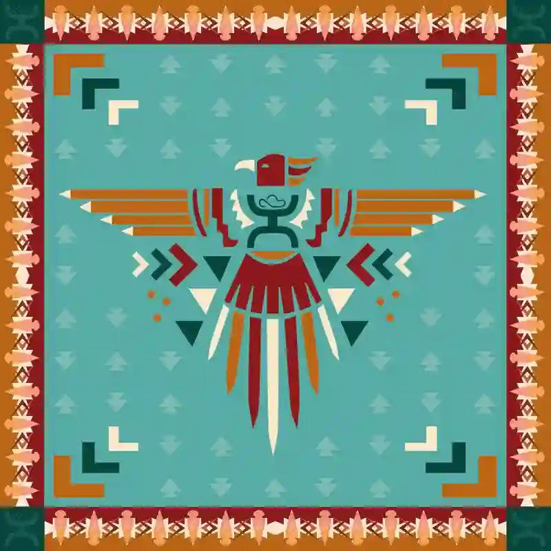  Hooey Aztec Thunderbird Wild Rag-Turquoise/Rust