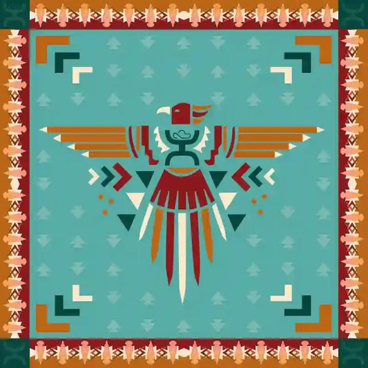  Hooey Aztec Thunderbird Wild Rag-Turquoise/Rust