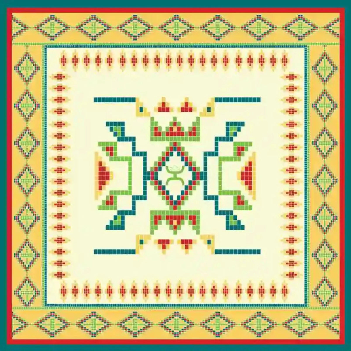  Hooey Beaded Star Wild Rag-Cream/Yellow