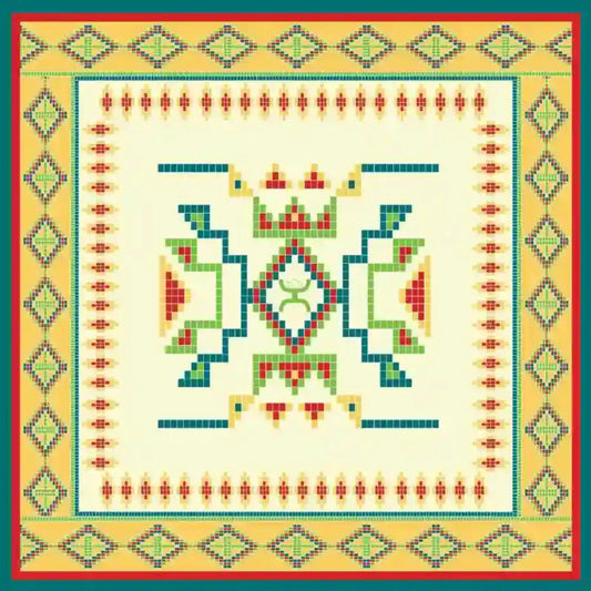  Hooey Beaded Star Wild Rag-Cream/Yellow