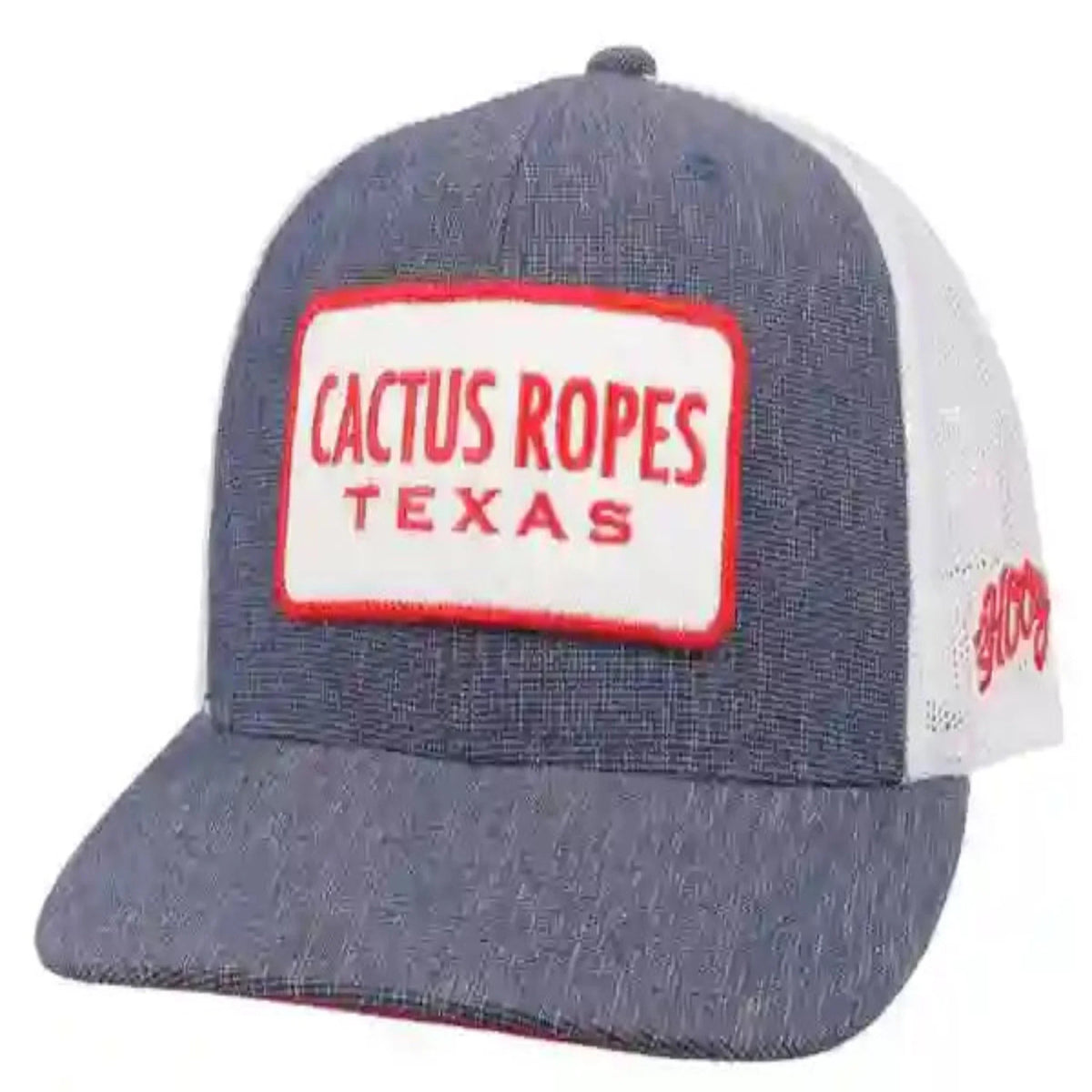  Hooey High Profile Denim/White/Red Cap-Cactus Ropes Patch
