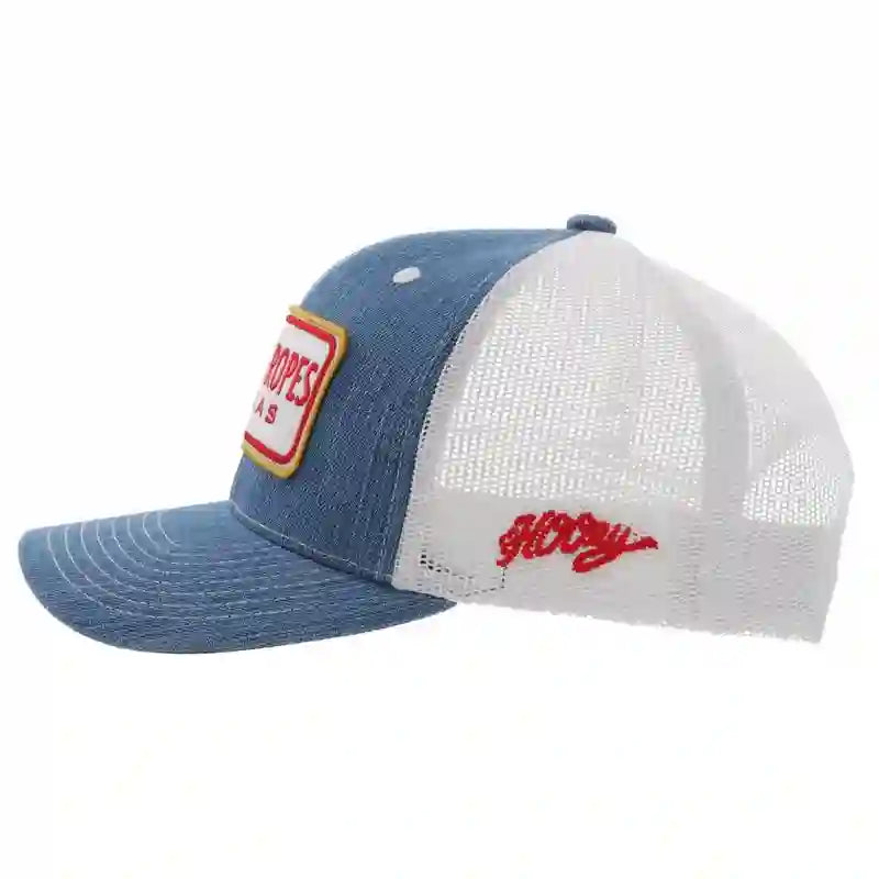  Hooey YOUTH Denim/White Cap-Red Cactus Ropes Patch