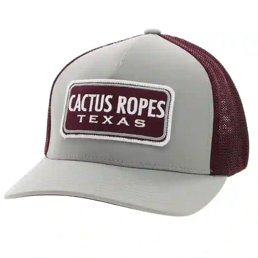  Hooey YOUTH Maroon/Grey Cap-Cactus Rope Patch