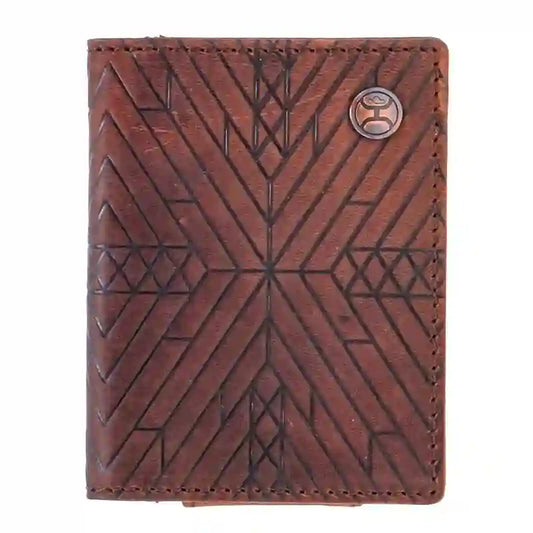  Hooey Aztec Embossed Bifold Money Clip-Brown/Black