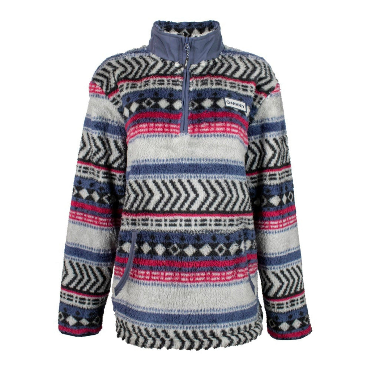  Hooey Blue And Fushia Fleece Pullover