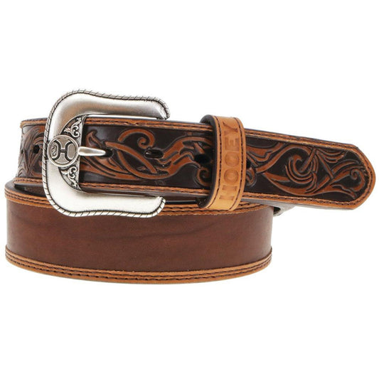  Hooey Men's Natural Leather Filigree Accent Belt
