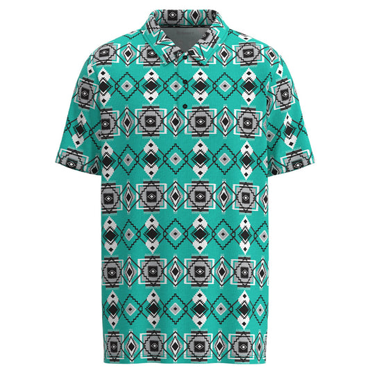  Hooey Men's "The Weekender" Aqua Aztec Polo