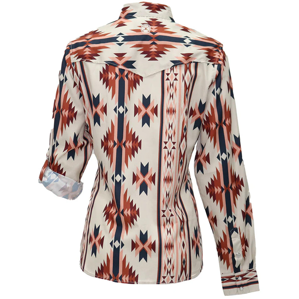  Hooey Ladies SOL White W/Blue & Pink Aztec Long Sleeve