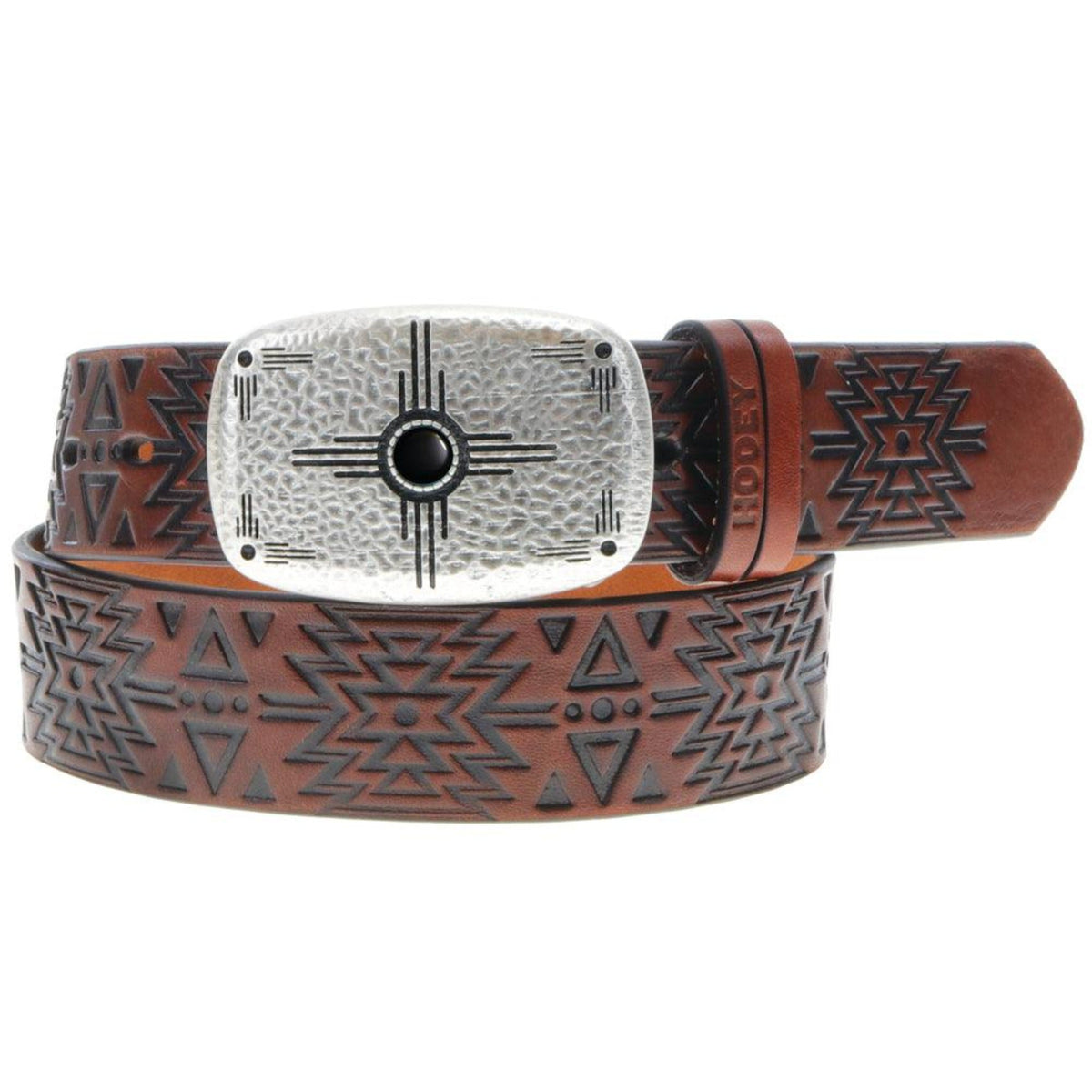 Hooey Ladies Brn/Blk 1.5" Aztec Belt-Small Rectangle Buckle