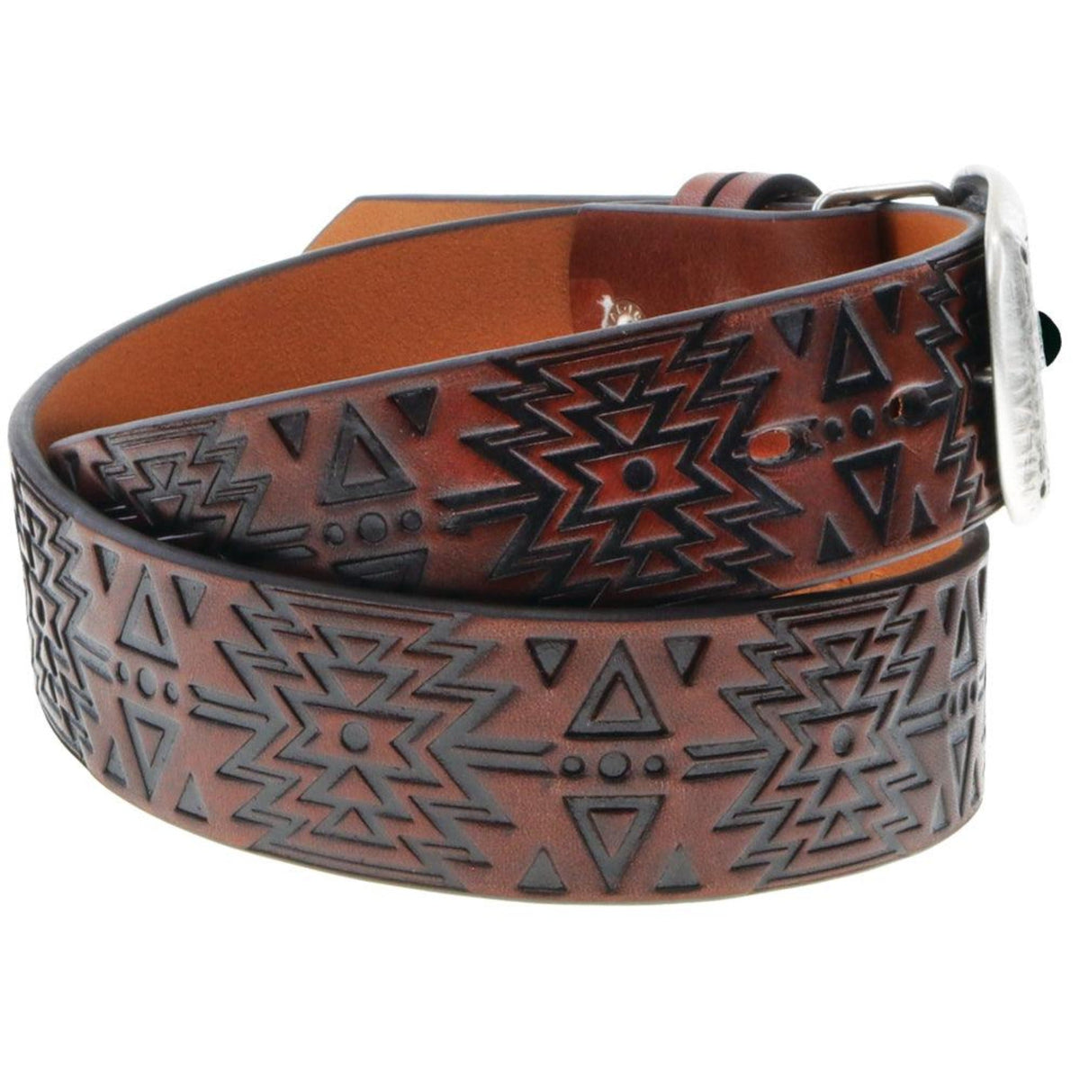  Hooey Ladies Brn/Blk 1.5" Aztec Belt-Small Rectangle Buckle