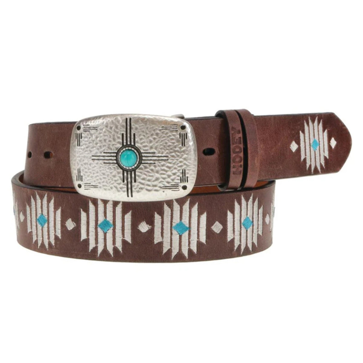 HOOey Brown With Ivory And Turquoise Belt