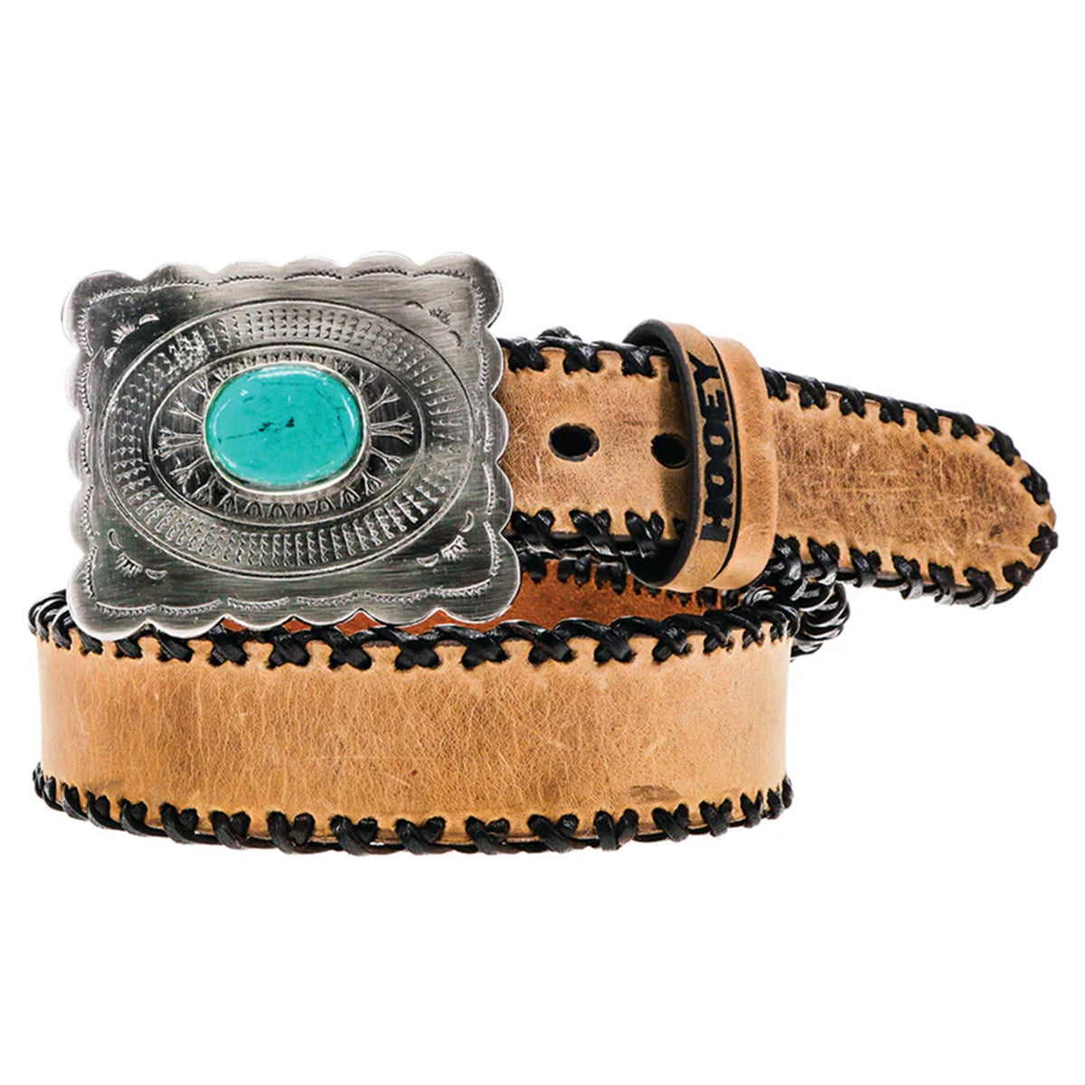  Hooey Ladies "Aponi" Tan/Black Full Grain Leather Belt