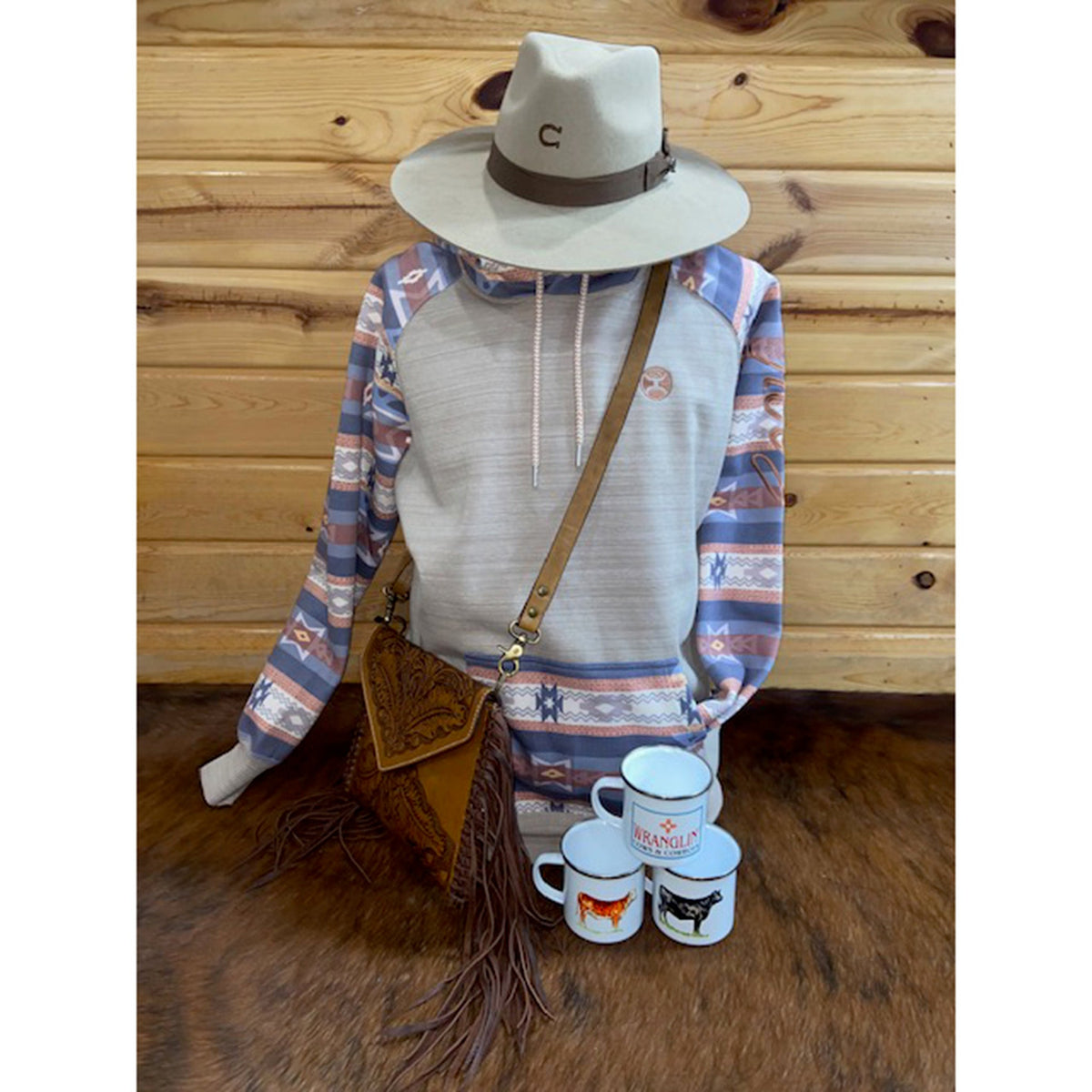  Hooey Women's Summit Cream Aztec Hoodie