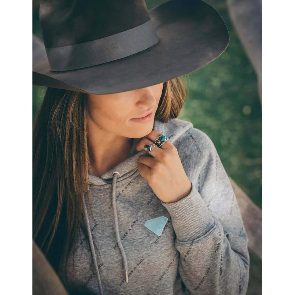  Hooey Ladies "Rope Like A Girl " Grey Hoodie