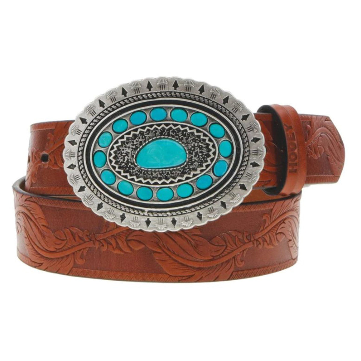  Hooey Women's Tan Feather Embossed Belt
