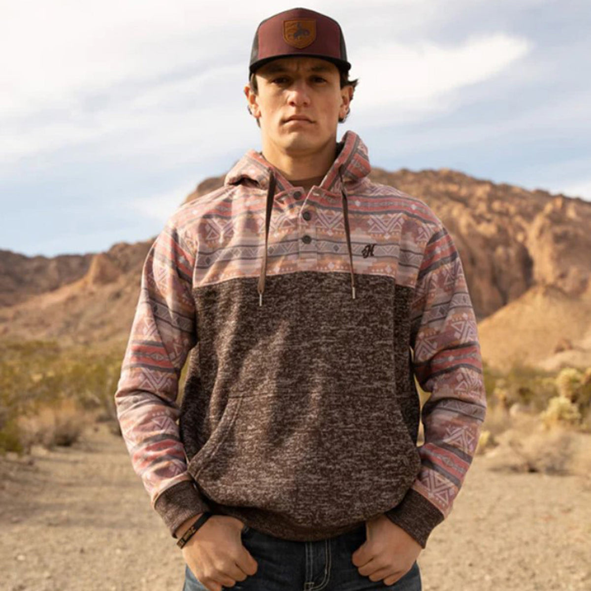  Hooey Men's Jimmy Rust Aztec Hoodie