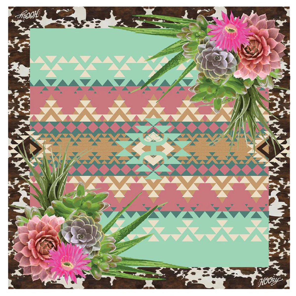  Hooey Pink/Mint Floral Aztec Wild Rag