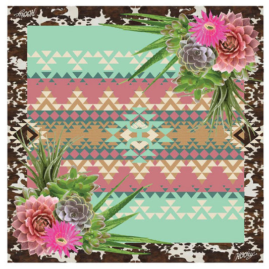  Hooey Pink/Mint Floral Aztec Wild Rag