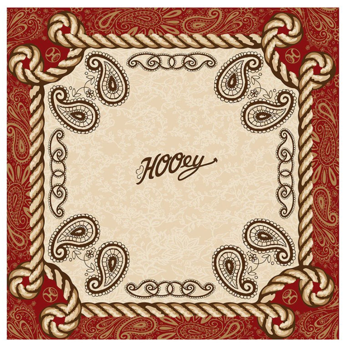  Hooey Pecos Red/Cream Rope Design Wild Rag