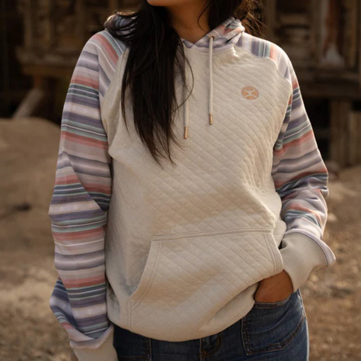  Hooey Women's Cream Serape Quilted Hoodie