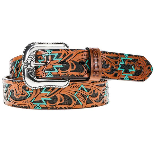  Hooey Men's Sundown Aztec Brown Embossed Belt