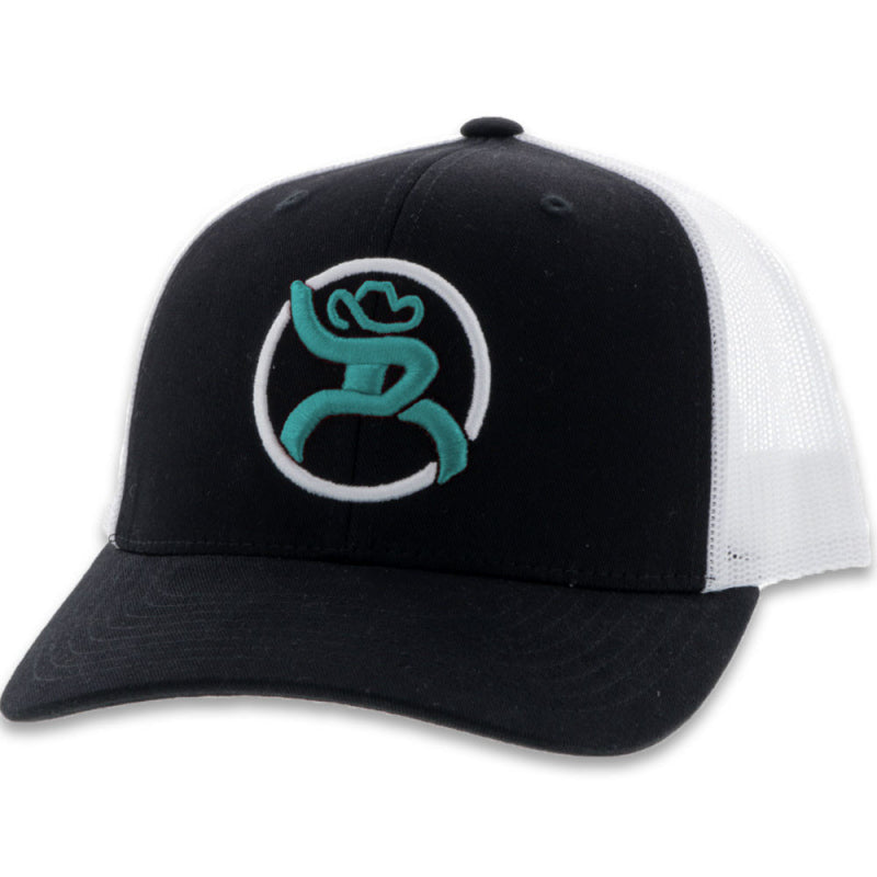  Hooey Youth Roughy Black/White Cap Turquoise/White Logo