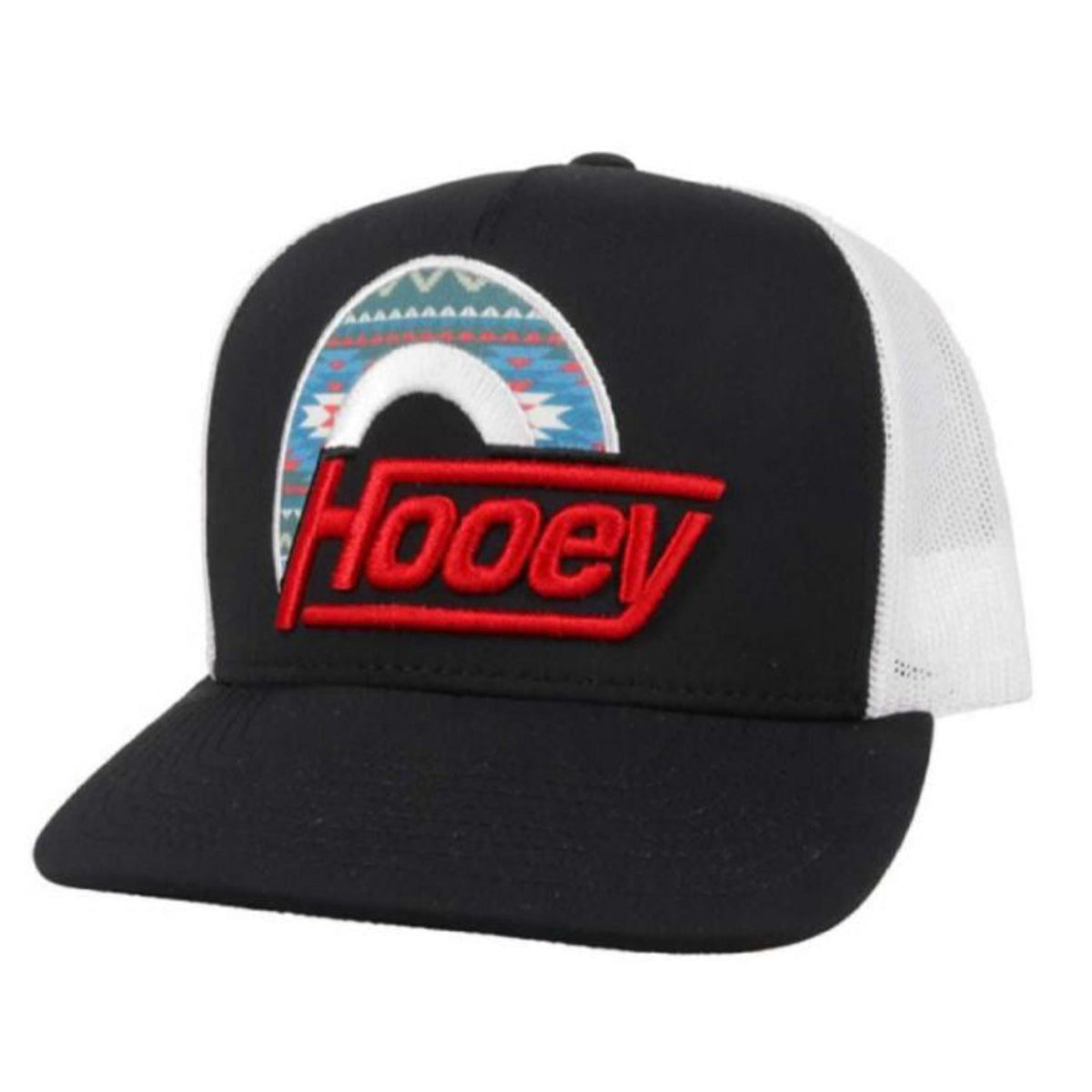  Hooey YOUTH Black/White Suds Cap-Aztec/Red Hooey Patch
