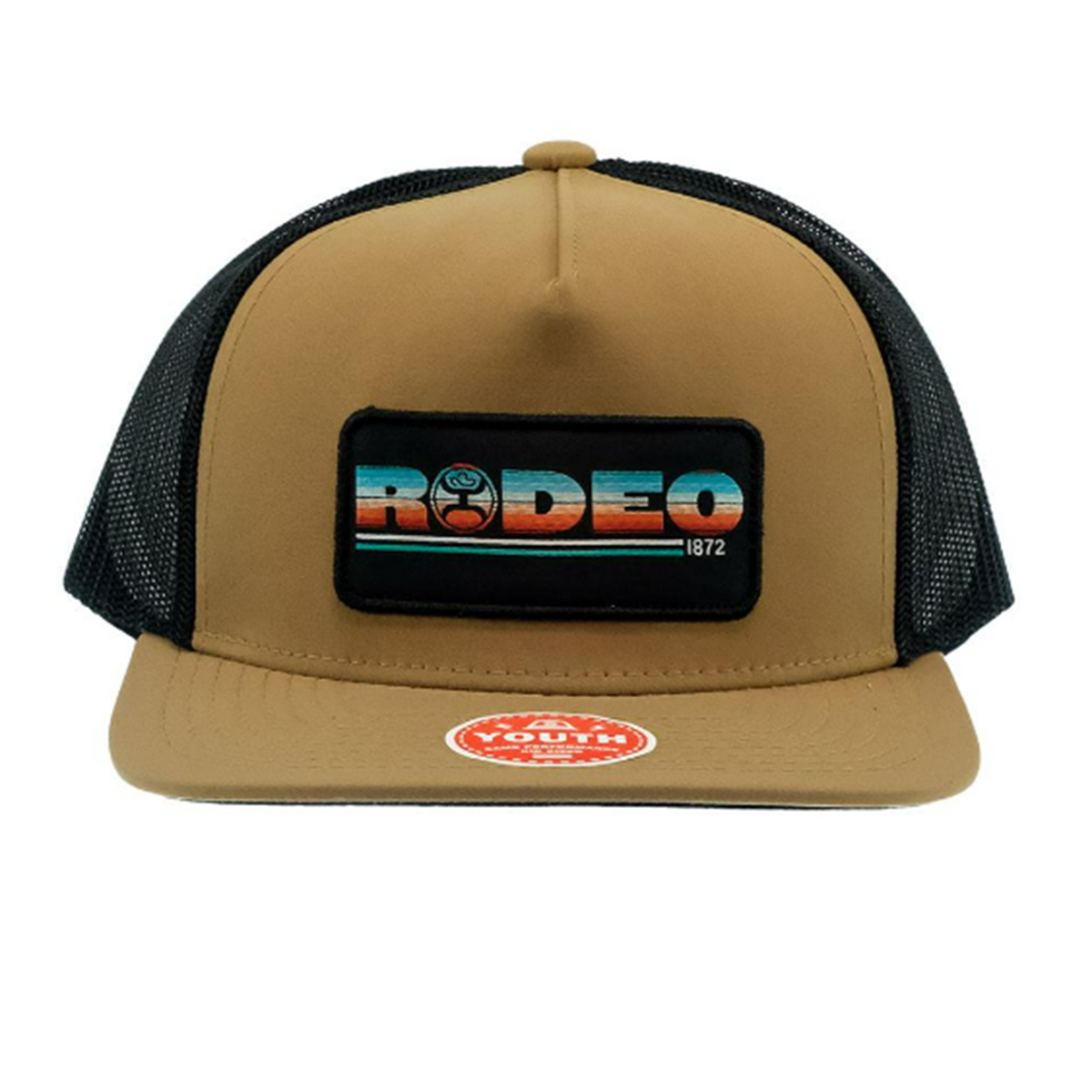  Hooey Youth Tan/Black Cap-Serape Rodeo Patch