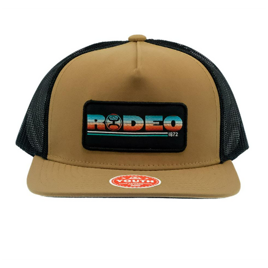  Hooey Youth Tan/Black Cap-Serape Rodeo Patch